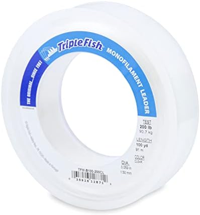 Triple Fish Monofilament Fishing Leader - Clear, Camo Strong Tough Leader Material for Big Game Fishing, Up to 400lb Test by TripleFish