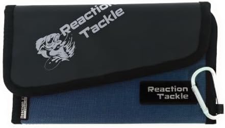 Reaction Tackle Fishing Tackle Organizer Case, Soft Bait Binder for Soft Plastics and Terminal Tackle with Zippered Sleeves, Small Blue by ReactionTackle