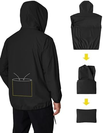COOFANDY Men's Light Rain Jacket Packable Waterproof Raincoat Windbreaker - Image 2