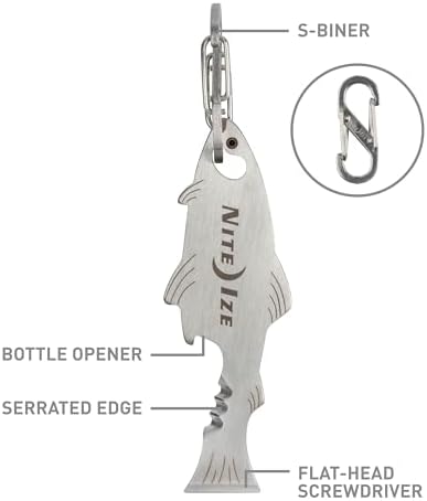 Nite Ize DoohicKey FishKey Key Tool - Keychain Multipurpose Tool - Key Accessories with Screwdriver, Bottle Opener & Serrated Edge - Multitool Keychain with S-Biner - 3 Pack - Image 2