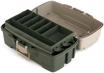 Plano One-Tray Tackle Box, Green/Tan, Rust-Proof Brass Latch, Top-Access Tray with Deep Storage, Made in the USA, Portable Fishing Gear Storage Organizer - Image 4
