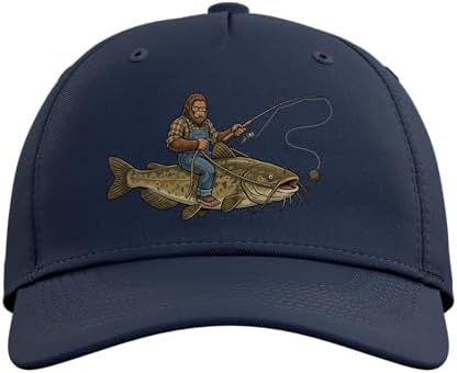 Flathead Catfish Fishing Bigfoot Riding Fisherman Funny Adjustable Baseball Hat - Image 2