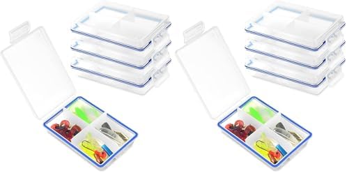 DLUGOPIS 4 Pcs Mini Waterproof Tackle Organizer - Small Fly Fishing Box with Dividers for Hooks, Flies, Beads & Lures (Pack of 2) by DLUGOPIS
