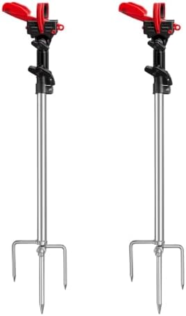 Fishing Rod Holder for Ground 2 Pack,Height Adjustable 22.4-34.3in,360 Degree Adjustable Easy Folder Rod Holder for Ground (Rod Holder -01) by Leeko
