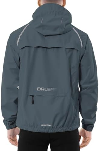 baleaf Men's Rain Jacket Waterproof Hood Lightweight Reflective Packable by baleaf