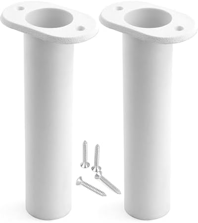Flush Mount Fishing Rod Holder, 90 Degree UV-Protected PP Plastic (8"x1.5"), 2PCS with 4 M4 304 Stainless Steel Mounting Screws for Boats, Kayaks, Yachts by GOODFORHEALTH