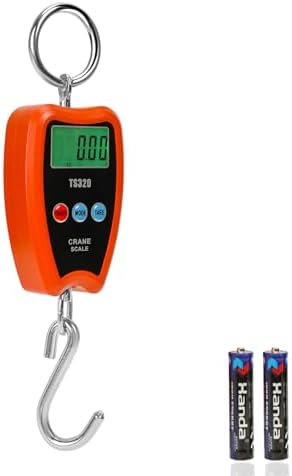 440lb/200kg Digital Crane Scale - Compact LCD Handheld Hanging Scale for Garage, Farm, Hunting, Fishing & More(200kg/Plastic/Orange) by Outmate