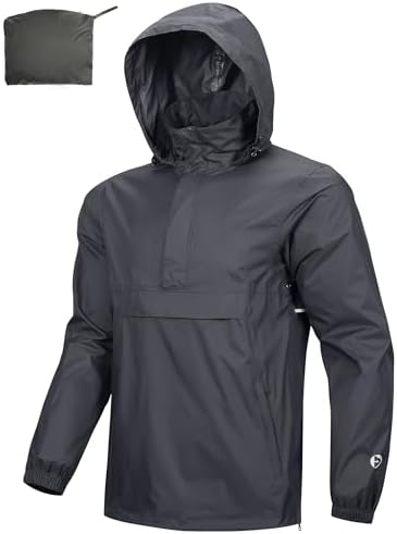 Outdoor Ventures Men's Rain Jacket Waterproof Lightweight Packable Pullover by OutdoorVentures