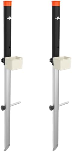 1/2 Pack Aluminum Surf Fishing Rod Holder, Heavy Duty Sand Spike with Bait Box, Telescopic 3-Section, Lightweight and Portable, with Storage Bag by Unknown