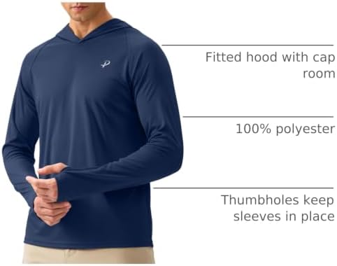 Pudolla Men's Sun Protection Hoodie Shirts UPF 50+ Fishing Hiking Shirt - Image 4