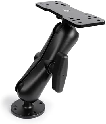 Universal Mounting Bracket - Extended Aluminum Alloy Arm with Spherical & Rectangular Plate, Circular Base for Fish Finder, GPS Plotter, Depth Sounder, CB Radio, Marine Electronics (7.6inch) by Unknown