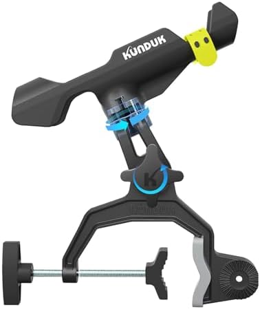 Upgraded Fishing Rod Holder with Button-Lock 360° Dual Rotation,Universal Silicone Strap & Enlarged V-Clamp Fits Round/Square Tubes,Secure Adjustable Boat Fishing Gear for All Rod by Unknown