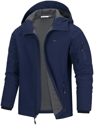 33,000ft Men's Hooded Fleece Lined Rain Shell Jacket Waterproof Lightweight by 33000ft