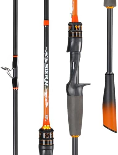 Sougayilang IM6 Graphite Fishing Rod – 2-Piece Casting & Spinning Rod, Stainless Steel Guides with Zirconium Rings, EVA & SuperPolymer Split Handle,Hook Keeper for Bass Walleye Pike by Sougayilang