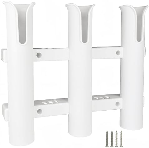 HiUmi Wall Mounted Fishing Rod Holders Tubes Links Fishing Rod Holder Rack Rests (3-Pole-White) by HIUMI