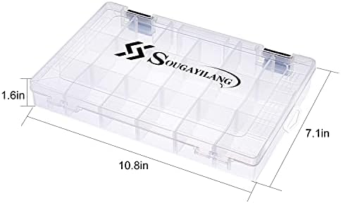Sougayilang Fishing Tackle Boxes - 3600 3700 Plastic Storage Organizer Box with Removable Dividers - Fishing Tackle Storage - 4 Packs Transparent Tackle Trays - Image 5