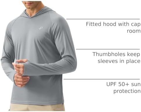 Pudolla Men's Sun Protection Hoodie Shirts UPF 50+ Fishing Hiking Shirt - Image 4