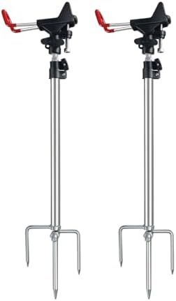 Fishing Rod Holder for Ground 2 Pack,Height Adjustable 22.4-34.3in,360 Degree Adjustable Easy Folder Rod Holder for Ground (Rod Holder -01) by Leeko