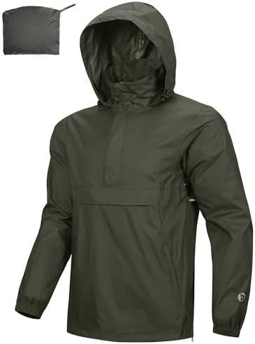 Outdoor Ventures Men's Rain Jacket Waterproof Lightweight Packable Pullover by OutdoorVentures