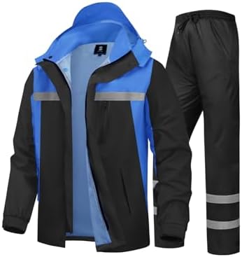 Men's Rain Suit High Visibility Reflective Work Rain Jacket Pants for All Sport Farm Fishing Motorcycle by SaphiRose