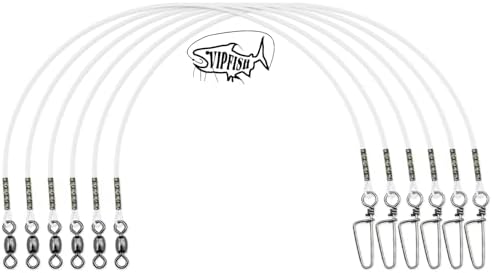 Fishing Fluorocarbon Leader with Crane Swivel and Snaps - Heavy Duty 20-80lb Fluorocarbon Leader Connects Lures, Bait, or Hooks for Saltwater & Freshwater Fishing by VipfishFishing