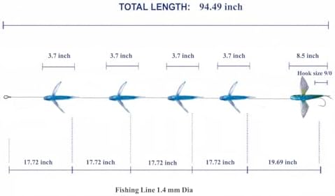 OCEAN CAT Flying Fish Fishing Trolling Lures Baits with Rigged Hook 9/0 for Marlin Tuna Mahi Dolphin Durado Wahoo Big Game Saltwater Fishing Tackle - Image 4