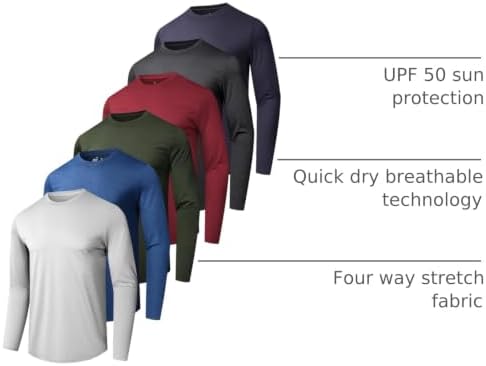 OYGSieg 6/7 Pack Men's Quick Dry Long Sleeve UPF50+ Sun Shirts - Image 4