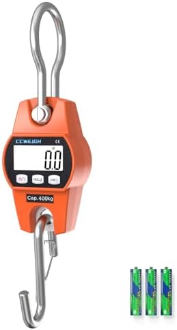Hanging Scale Handheld 880lb/400kg Crane Scale Luggage Scale,with ABS Plastic case & Big LCD Display, Portable Digital Mini Crane Scale Fishing Scale,for Gym,Hunting,Travelling by CCWEIGH