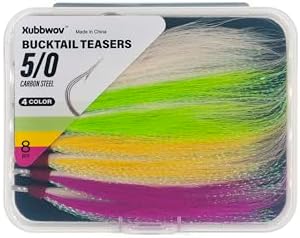 8/9 Pack Bucktail Teaser Hooks, White Chartreuse Yellow Pink - Image 5
