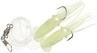 Rock Cod Squid Rigs, 3.5 Inches, Glow Color, 10 Pcs Luminous Skirts Rigged by Sanhu