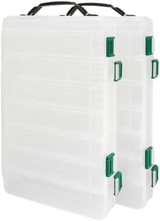 Double-Sided Fishing Lure Hook Tackle Box Visible Hard Plastic Clear Fishing Lure Bait Squid Jig Minnows Hooks Accessory Storage Case Container (Clear-14 Slots 2Pcs) - Image 5