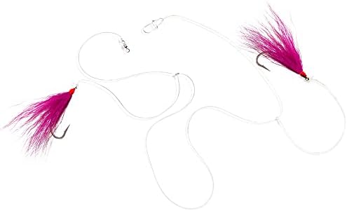 UMT Fluke Flounder Ocean Hi/Lo Rig – BUCKTAIL Teaser Hook for Saltwater – Size 5/0 Hook - 40lb Heavy Duty Mono 3ft Long - Black Duo-Lock Snaps - Hand Tied - Image 5