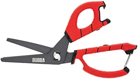 BUBBA Large Shears Fishing Tool With Micro-Serrated Blades for Braided Line - Clip Sheath Included by BUBBA