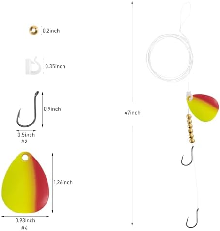 Dr. Fish 10pk Walleye Rigs Kit 47"/15LB Mono Crawler Harness Spinner Rig - Image 2