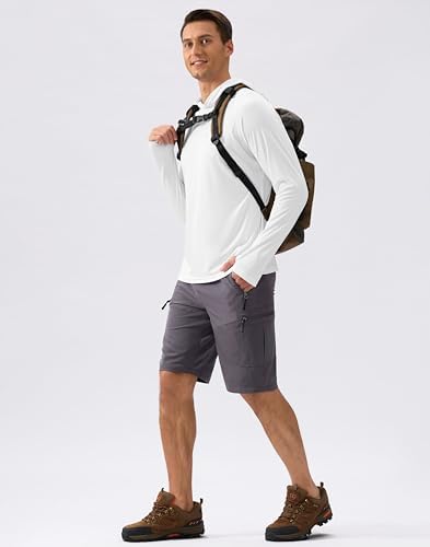 Pudolla Men's Sun Protection Hoodie Shirts UPF 50+ Fishing Hiking Shirt - Image 3