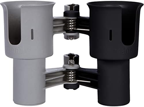 ROBOCUP, (Black&Gray), Patented Clamp On Boat Cup Holder | Multifunction Dual Drink Caddy for Fishing Poles, Tools, Net, Gaff | Portable Storage for Boating, Beach, Umbrellas, Golf Carts, Strollers - Image 3