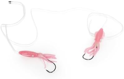 UMT Snapper Hi-Lo Fishing Rigs 4" Pink Squid Teaser, 8/0 Offset Octopus Hooks, 60lb Leader 1, 5, 10 Pack Options - Image 4