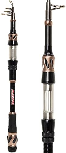 PLUSINNO Fishing Rod and Reel Combos - Carbon Fiber Telescopic Fishing Pole - Spinning Reel 12 +1 Shielded Bearings Stainless Steel BB by PLUSINNO