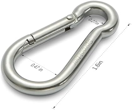 sprookber Stainless Steel Carabiner Spring Snap Hook - 304 Stainless Steel Heavy Duty Clips, Set of 4 - Image 2