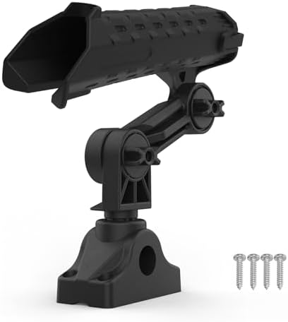 Fishing Rod Holder for Kayak & Boat with Side Deck Mount, 360 Degree Adjustable, Compatible with Spinning, Casting, Fly Reels by Aventik