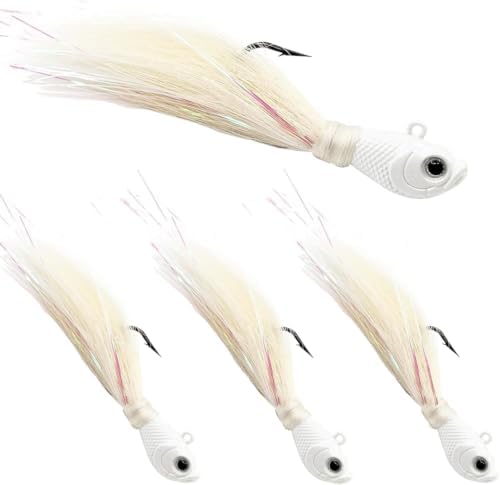 Natufish Bucktail Jigs 3/5Pcs Flash Hair Tail Lifelike Action Saltwater by Natufish