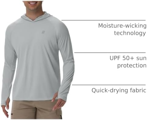 Runhit UPF 50+ Fishing Shirts for Men Long Sleeve Sun Protection Hoodie Lightweight Outdoor Workout Hiking Running Rash Guard - Image 4