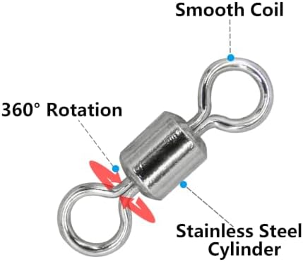 Fishing Barrel Swivels Kit, 300pcs Stainless Steel Rolling Bearing Snap Connector for Saltwater Freshwater Fishing#2#3#4#5#6#7 - Image 2
