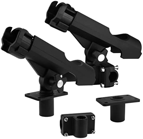 HiUmi Adjustable Black Fishing Rod Holder for Boat Kayak Swivel Side Mount Kits Tackle by HIUMI