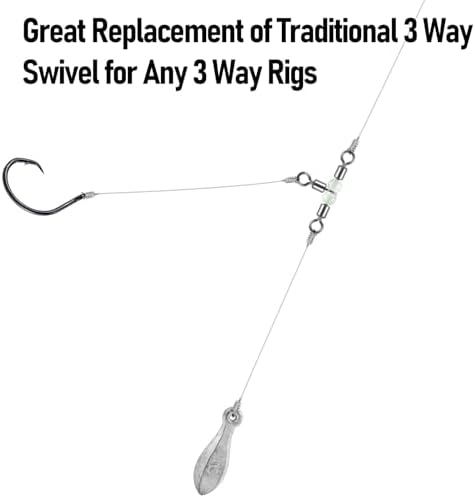 Dr.Fish 20 Pack 3-Way Fishing Swivels with Glow Beads Barrel Swivels Fishing Tackle T Shape Stainless Steel Three Way Catfish Rig - Image 6