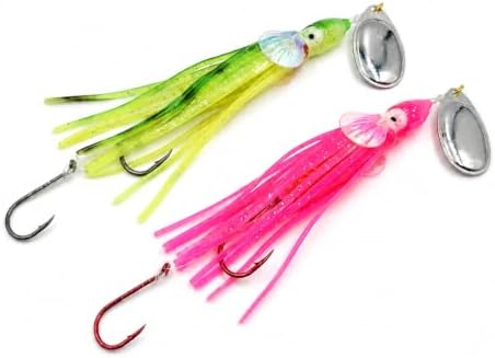 King COHO Humpy Sockeye Salmon Stealhead Squid Skirt Spinner Hoochie Lure UV Gill Double Hooks for Trolling Fishing by Unknown
