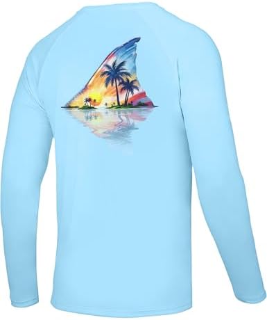 Men's UPF 50+ Sun Fishing Shirt, Long Sleeve UV Protection Tee, Quick Dry Rash Guard for Outdoor Swim Hiking by Twekfish