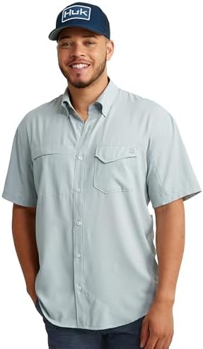 HUK Men's Tide Point Kc Scott Original Artwork Short Sleeve Shirt, Fishing Button Down by HUK