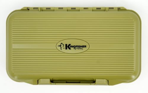 Kingfisher Large Waterproof Fly Box Great for Streamers and Saltwater Flies (Olive, Foam A) - Image 2