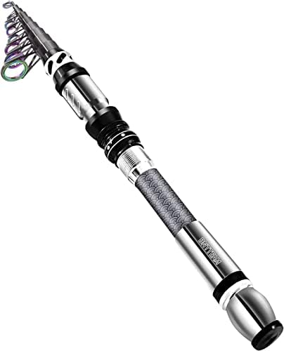 Portable Fishing Spinning Rod and Reel Combo Set Carbon Fiber Fluorescent Rod Tip, with Fishing Lures Line Carrier Bag Kits for Travel Surf Saltwater Freshwater by Unknown